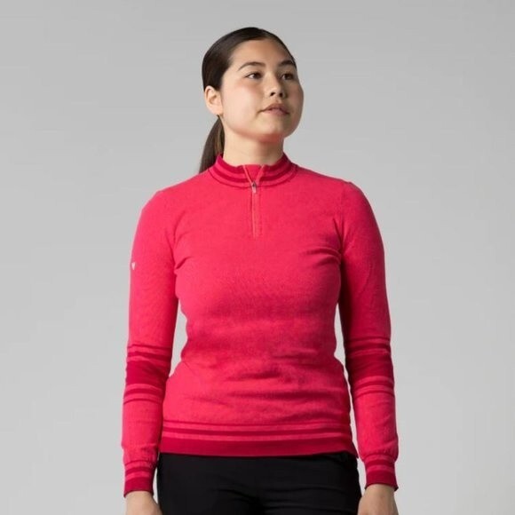 NEW Levelwear Campus Midlayer Pullover in Raspberry Stripe Size Small - Picture 1 of 7